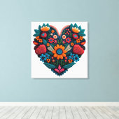 Door Oekraïne geïnspireerd hart van bloemen Canvas Afdruk (Insitu (Houten vloer))