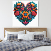 Door Oekraïne geïnspireerd hart van bloemen Canvas Afdruk (Insitu (Slaapkamer))