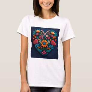 Door Oekraïne geïnspireerd hart van bloemen T-shirt
