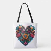 Door Oekraïne geïnspireerd hart van bloemen Tote Bag (Achterkant)