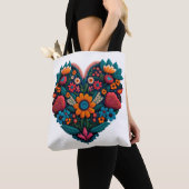 Door Oekraïne geïnspireerd hart van bloemen Tote Bag (Dichtbij)
