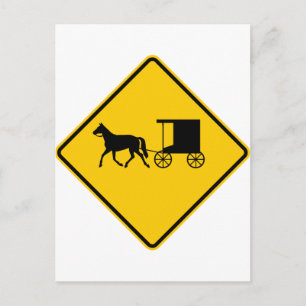 Door paarden getrokken verkeerswegmarkering briefkaart