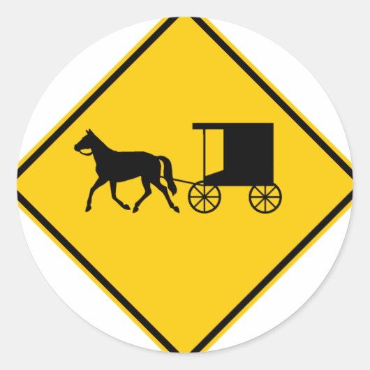 Door paarden getrokken verkeerswegmarkering ronde sticker (Voorkant)