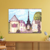 Door Parijs geïnspireerd landschap met Eiffeltoren Canvas Afdruk (Insitu (Woonkamer))