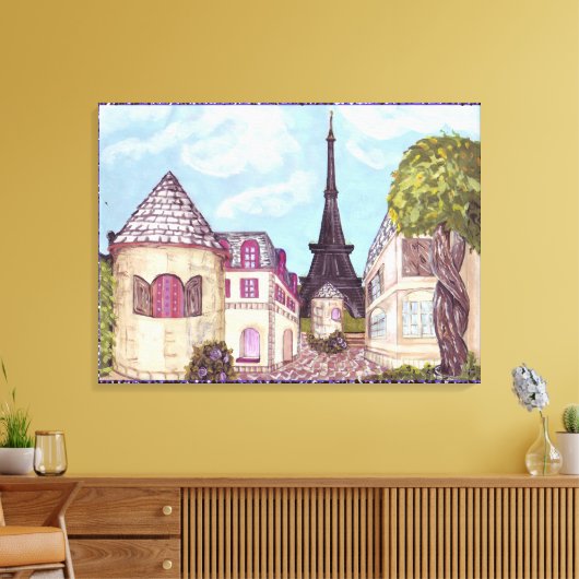 Door Parijs geïnspireerd landschap met Eiffeltoren Canvas Afdruk (Insitu (Woonkamer))