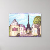 Door Parijs geïnspireerd landschap met Eiffeltoren Canvas Afdruk (Voorkant)