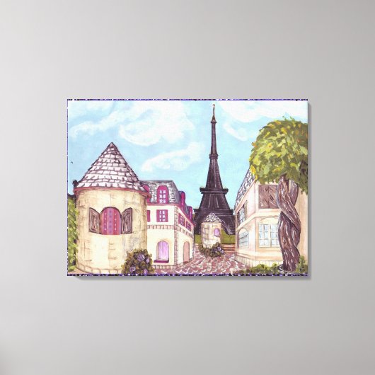 Door Parijs geïnspireerd landschap met Eiffeltoren Canvas Afdruk (Voorkant)