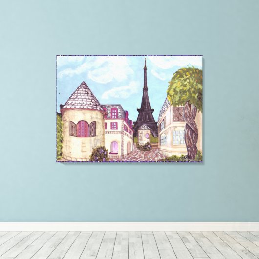 Door Parijs geïnspireerd landschap met Eiffeltoren Canvas Afdruk (Insitu (Houten vloer))