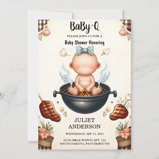 Door Plaid Babyq Fun Food Steak Beef BBQ Baby show Kaart (Voorkant)