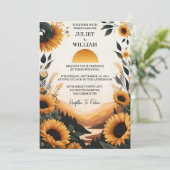 Door Planten rustieke tuin groen zonnebloem bruilo Kaart (Staand voorkant)