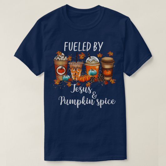 Door pompoenspice & Jesus Coffee Lover Herfst gevo T-shirt (Design voorkant)