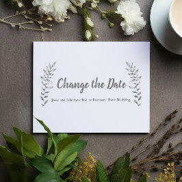 Door potlood getrokken bladeren en bijkantoor wijz save the date