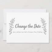 Door potlood getrokken bladeren en bijkantoor wijz save the date (Voorkant)