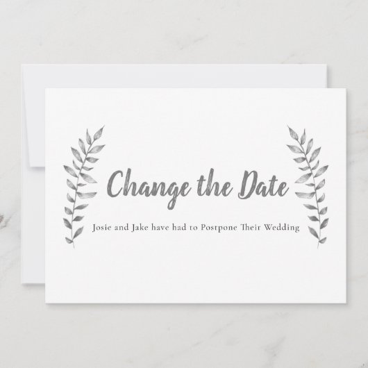 Door potlood getrokken bladeren en bijkantoor wijz save the date (Voorkant)