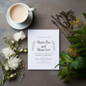 Door potlood getrokken bladeren en uitnodiging voo