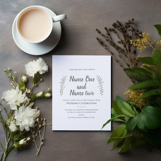 Door potlood getrokken bladeren en uitnodiging voo