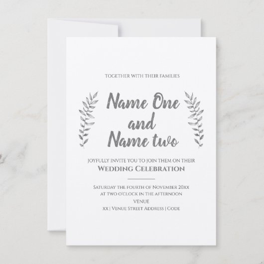 Door potlood getrokken bladeren en uitnodiging voo (Voorkant)