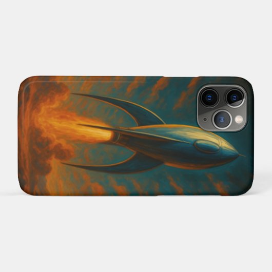 door raket schip geïnspireerd op de jaren 50 Case-Mate iPhone case (Achterkant (horizontaal))