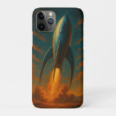 door raket schip geïnspireerd op de jaren 50 Case-Mate iPhone case (Achterkant)
