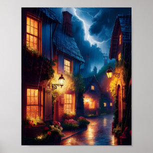Door Regen Geroerde Nostalgie Poster