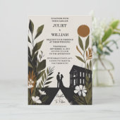 Door Retro 70s 80s Snel Krachtig Boho Trouwjurk vo Kaart (Staand voorkant)