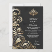 Door  Retro Arabisch Exotisch Bold Damask Bruiloft Kaart (Voorkant)