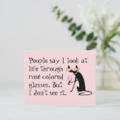 Door rosé gekleurde glazen, wijnwoordkat briefkaart (Staand voorkant)