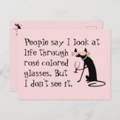 Door rosé gekleurde glazen, wijnwoordkat briefkaart (Voorkant / Achterkant)