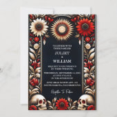 Door Ruby Dikke Claret Wit Hart Rood Zwart Bruilof Kaart (Voorkant)