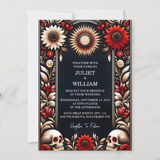 Door Ruby Dikke Claret Wit Hart Rood Zwart Bruilof Kaart (Voorkant)