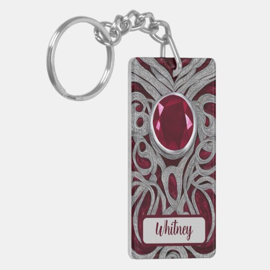 Door ruby en zilver geïnspireerde Sleutelhanger (0 (Voorkant Links)
