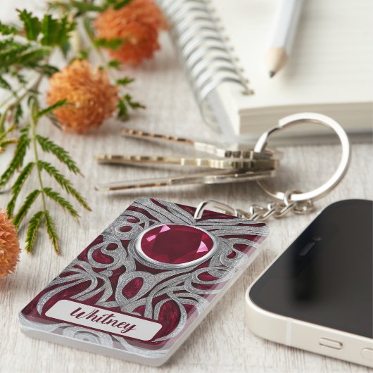 Door ruby en zilver geïnspireerde Sleutelhanger (0 (Voorkant Rechts)