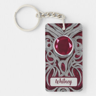 Door ruby en zilver geïnspireerde Sleutelhanger (0