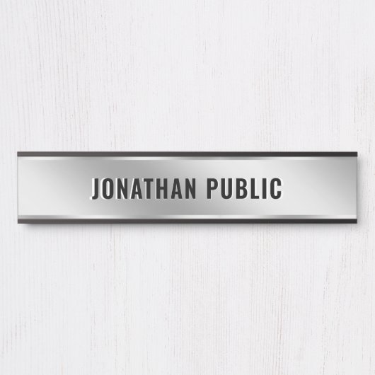 Door Sign Custom Text Elegant Modern Silver Home Deurbordje (Voorkant)