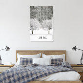 Door sneeuw bedekt landschap canvas afdruk (Insitu (Slaapkamer))