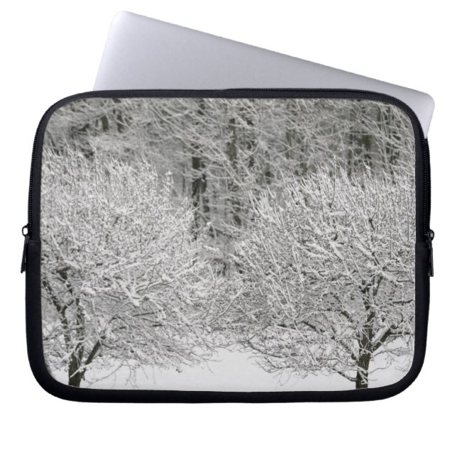 Door sneeuw bedekt landschap laptop sleeve (Voorkant)