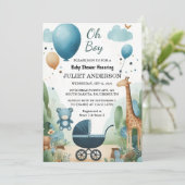Door Soft Boho Beer Blue Cub Welkom Baby Boy Showe Kaart (Staand voorkant)