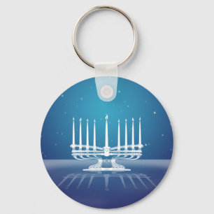 Door sterren verlicht Menorah II Sleutelhanger