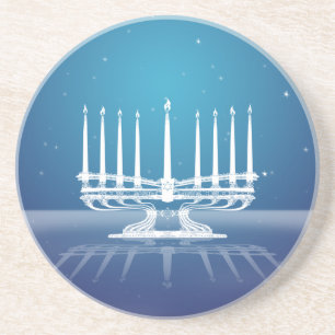 Door sterren verlicht Menorah II Zandsteen Onderzetter