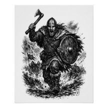 Door stormen gesmede Viking krijger in inkt