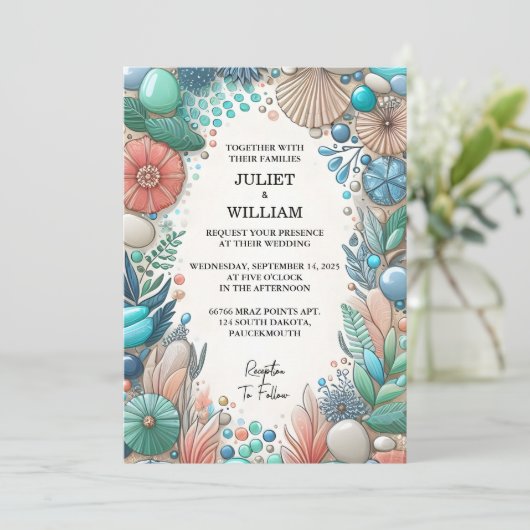 Door Tribal Aqua Zand Werk Gestapeld Zee Glas Brui Kaart (Staand voorkant)