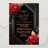 Door Tuin Diamond Rood Zwart en Goud Vrijgezellenf Folie Uitnodiging (Voorkant)