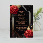 Door Tuin Diamond Rood Zwart en Goud Vrijgezellenf Folie Uitnodiging (Staand Voorkant)