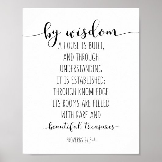 Door Wisdom is een huis gebouwd, spreekwoorden 24: Poster (Voorkant)