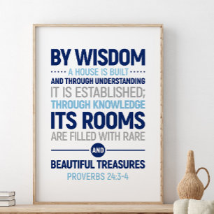 Door Wisdom is een huis gebouwd, spreekwoorden 24: Poster