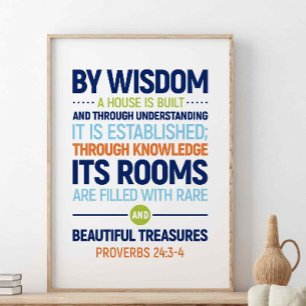 Door Wisdom is een huis gebouwd, spreekwoorden 24: Poster