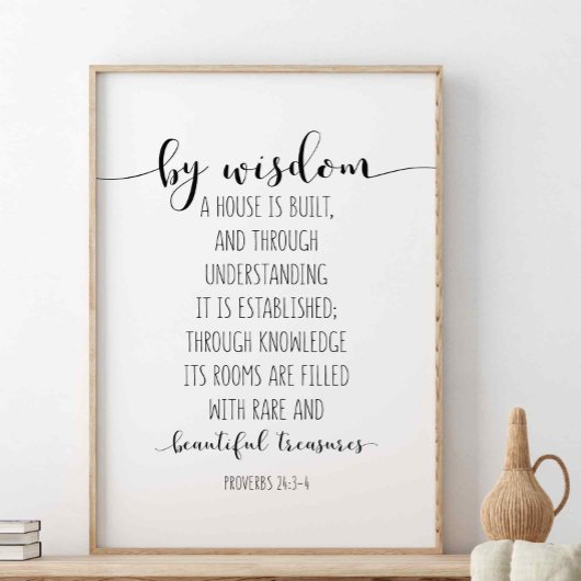 Door Wisdom is een huis gebouwd, spreekwoorden 24: Poster
