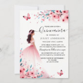 Door Wood Tree Pink Girly Cherry Blossom Quinceane Kaart (Voorkant)