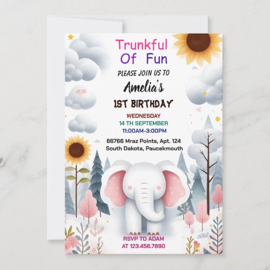 Door Wood White Olifant Verjaardag 1e Verjaardag Kaart (Voorkant)