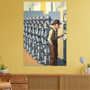 Door WPA Geïnspireerde AI Werkers Canvas Afdruk